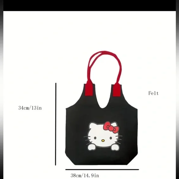 2 PACK Hello Kitty Felt Tote Bag Sanrio Handbag New - Picture 16 of 16